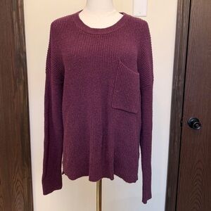 Madewell Women's Plum Crew Neck Knit Pocket Loose Fit Sweater
